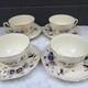 4 Zsolnay Cornflower Demitasse Tea / Coffee Cups & Saucers Hungary Blue White