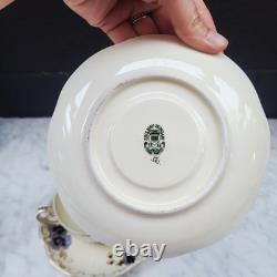 4 ZSOLNAY CORNFLOWER Demitasse TEA / COFFEE CUPS & SAUCERS HUNGARY BLUE WHITE