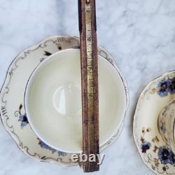 4 ZSOLNAY CORNFLOWER Demitasse TEA / COFFEE CUPS & SAUCERS HUNGARY BLUE WHITE