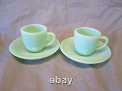 4pc Fire King Anchor Hocking Demitasse Childs Restaurant Ware Jadeite Cup Saucer