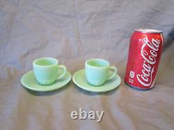 4pc Fire King Anchor Hocking Demitasse Childs Restaurant Ware Jadeite Cup Saucer