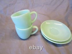 4pc Fire King Anchor Hocking Demitasse Childs Restaurant Ware Jadeite Cup Saucer