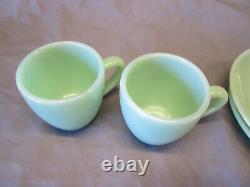 4pc Fire King Anchor Hocking Demitasse Childs Restaurant Ware Jadeite Cup Saucer