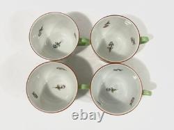 4x Herend Queen Victoria Boarder 1711 Coffee Demitasse Cups & Saucers 1930s