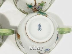 4x Herend Queen Victoria Boarder 1711 Coffee Demitasse Cups & Saucers 1930s