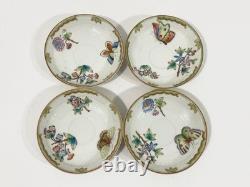 4x Herend Queen Victoria Boarder 1711 Coffee Demitasse Cups & Saucers 1930s
