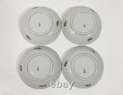 4x Herend Queen Victoria Boarder 1711 Coffee Demitasse Cups & Saucers 1930s
