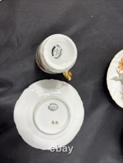 5 Antique J Pouyat Limoges Floral with gold trim Demitasse Cups & Saucer Signed