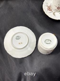 5 Antique J Pouyat Limoges Floral with gold trim Demitasse Cups & Saucer Signed