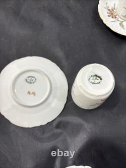 5 Antique J Pouyat Limoges Floral with gold trim Demitasse Cups & Saucer Signed