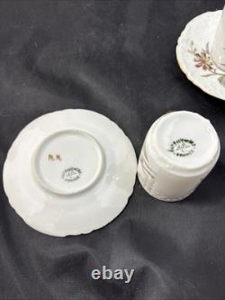 5 Antique J Pouyat Limoges Floral with gold trim Demitasse Cups & Saucer Signed 5 Antique J Pouyat Limoges Floral with gold trim Demitasse Cups & Saucer Signed