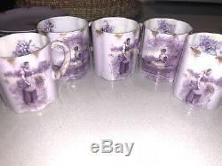 5 Antique Rosenthal R. C. Monbijou HELIOS Portrait Tea Demitasse Cups & Saucers