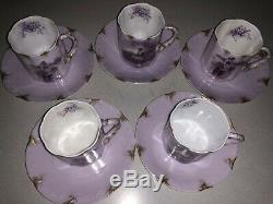 5 Antique Rosenthal R. C. Monbijou HELIOS Portrait Tea Demitasse Cups & Saucers