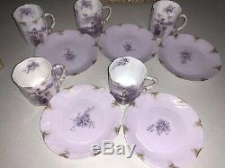 5 Antique Rosenthal R. C. Monbijou HELIOS Portrait Tea Demitasse Cups & Saucers