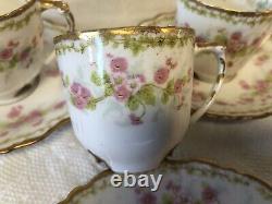 5 Best Antique Elite Works Limoges Demitasse Cup & Saucer Sets Pink Flowers