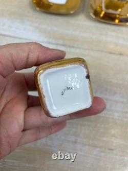 5 Bone China Gold Encrusted Floral Square Demi-Tasse Cups & Saucers Germany