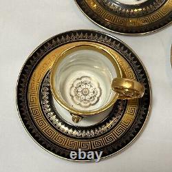 5 Demitasse Cup & Saucer Sets VTG RW Bavaria Germany Gold Black Greek Key READ