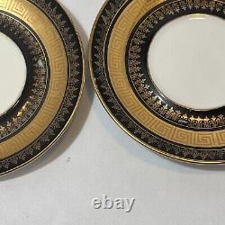 5 Demitasse Cup & Saucer Sets VTG RW Bavaria Germany Gold Black Greek Key READ