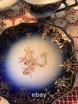 5- Flo Blue Cherubs? Demitasse cup and saucers Victoria Carlsbad? Austria