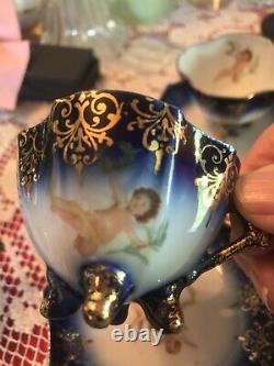 5- Flo Blue Cherubs? Demitasse cup and saucers Victoria Carlsbad? Austria