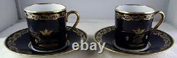 5 Herbiniere Tours Antique French Porcelain Cobalt & Gold Demitasse Sets Rare