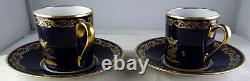 5 Herbiniere Tours Antique French Porcelain Cobalt & Gold Demitasse Sets Rare