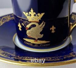 5 Herbiniere Tours Antique French Porcelain Cobalt & Gold Demitasse Sets Rare