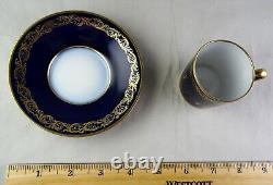 5 Herbiniere Tours Antique French Porcelain Cobalt & Gold Demitasse Sets Rare