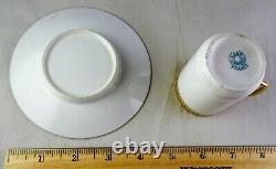 5 Limoges Antique Porcelain Tall Demitasse Cup & Saucer Sets White Heavy Gold