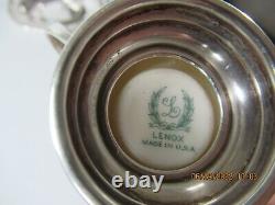 5 Pce. Sterling Silver Demitasse Cups/Saucers/Lenox Porcelain Liners 2 1/8-2 1/4