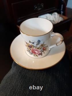 5 ROYAL WORCESTER ENGLAND FINE BONE CHINA DEMITASSE CUPS & SAUCERS Excellent