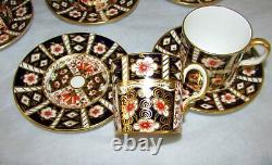 5 Royal Crown Derby Traditional Imari Flat Demitasse Cups & Saucers