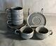 5 Russel Wright American Modern Granite Gray Demitasse Cups And Saucers