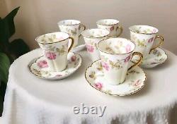 5 Sets LIMOGES HAVILAND ROSE Pink Yellow Flat Demitasse Cups & Saucers Schleiger