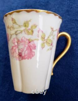 5 Sets LIMOGES HAVILAND ROSE Pink Yellow Flat Demitasse Cups & Saucers Schleiger