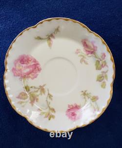 5 Sets LIMOGES HAVILAND ROSE Pink Yellow Flat Demitasse Cups & Saucers Schleiger