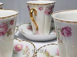 5 Sets LIMOGES HAVILAND ROSE Pink Yellow Flat Demitasse Cups & Saucers Schleiger