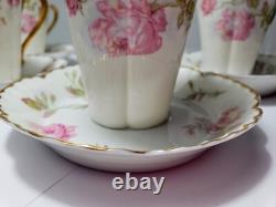 5 Sets LIMOGES HAVILAND ROSE Pink Yellow Flat Demitasse Cups & Saucers Schleiger
