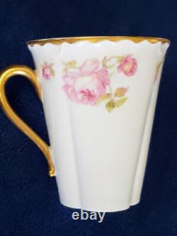 5 Sets LIMOGES HAVILAND ROSE Pink Yellow Flat Demitasse Cups & Saucers Schleiger