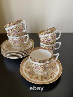 5 Sets Royal Albert Court Pattern Demitasse Teacups And Saucers + 2 Saucers