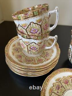 5 Sets Royal Albert Court Pattern Demitasse Teacups And Saucers + 2 Saucers
