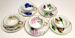 5 Vintage Demitasse Rosenthal Cups And Saucers Hand Painted Florals Excellent