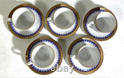 5 Wunsiedel Bavairia Porzellan Demitasse Cup & Saucers Cobalt Bue &Gold Germany