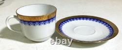 5 Wunsiedel Bavairia Porzellan Demitasse Cup & Saucers Cobalt Bue &Gold Germany