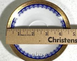 5 Wunsiedel Bavairia Porzellan Demitasse Cup & Saucers Cobalt Bue &Gold Germany