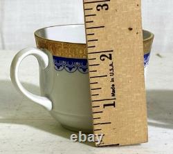 5 Wunsiedel Bavairia Porzellan Demitasse Cup & Saucers Cobalt Bue &Gold Germany