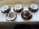 5 X Paragon Demitasse Footed Cabinet Cups And Saucers Gilded Floral Cobalt Blue