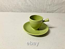 50's Vintage Fiesta CHARTREUSE Demitasse Stick Handled Cup & Saucer Fiestaware