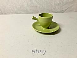 50's Vintage Fiesta CHARTREUSE Demitasse Stick Handled Cup & Saucer Fiestaware