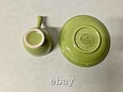 50's Vintage Fiesta CHARTREUSE Demitasse Stick Handled Cup & Saucer Fiestaware